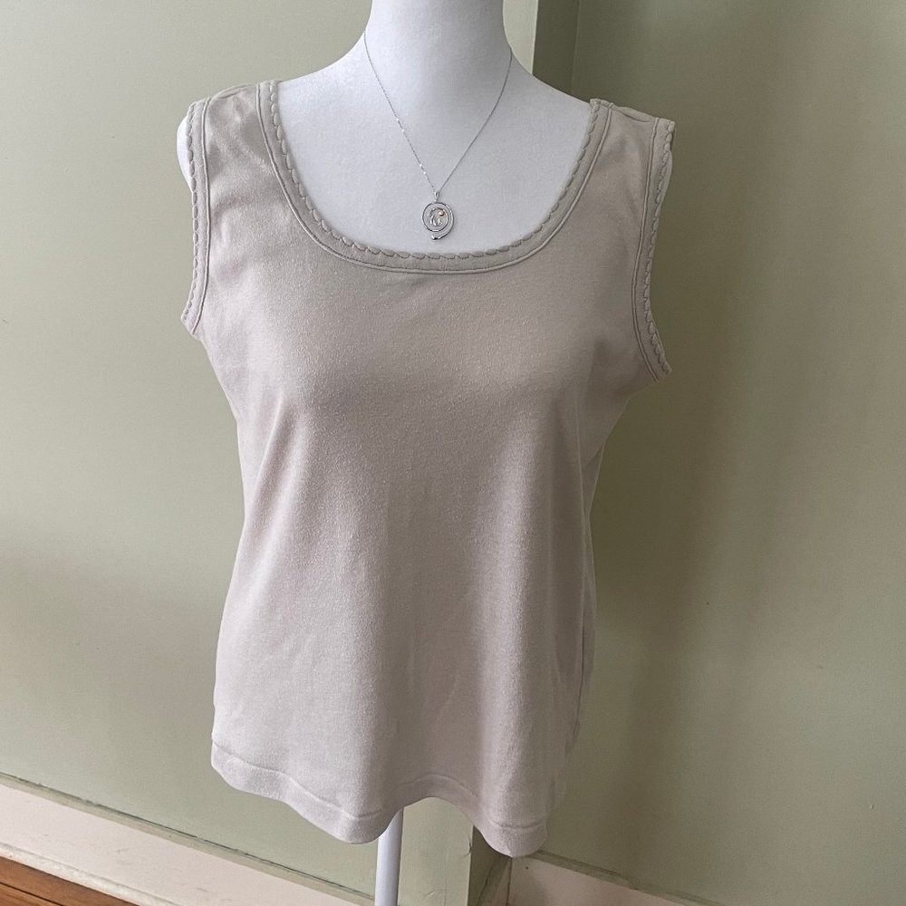 Beige/Cream Tank Top (Large), Cotton/Poly Blend